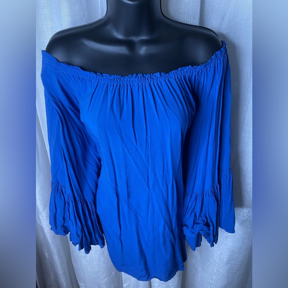 Elan Flutter Ladder Ruffle Sleeve Tunic Top